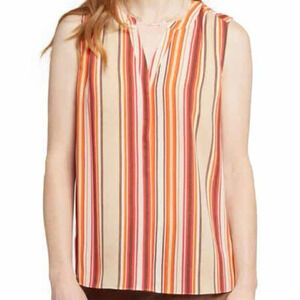 NWOT NYDJ Print Pleat Back Sleeveless Split Neck Blouse. Sz: M